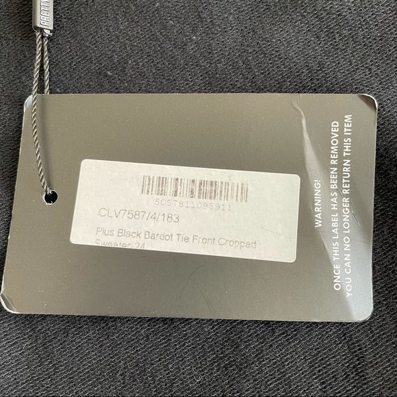 Pretty Little Thing Black Bardot Tie Front Cropped Sweater - Picture 9 of 10